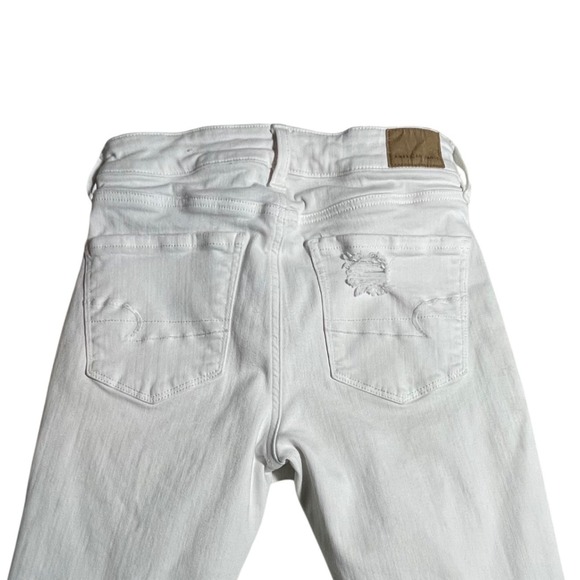 American Eagle Outfitters Womens White Skinny Jeans Distressed Ripped Size 4 - Picture 4 of 7